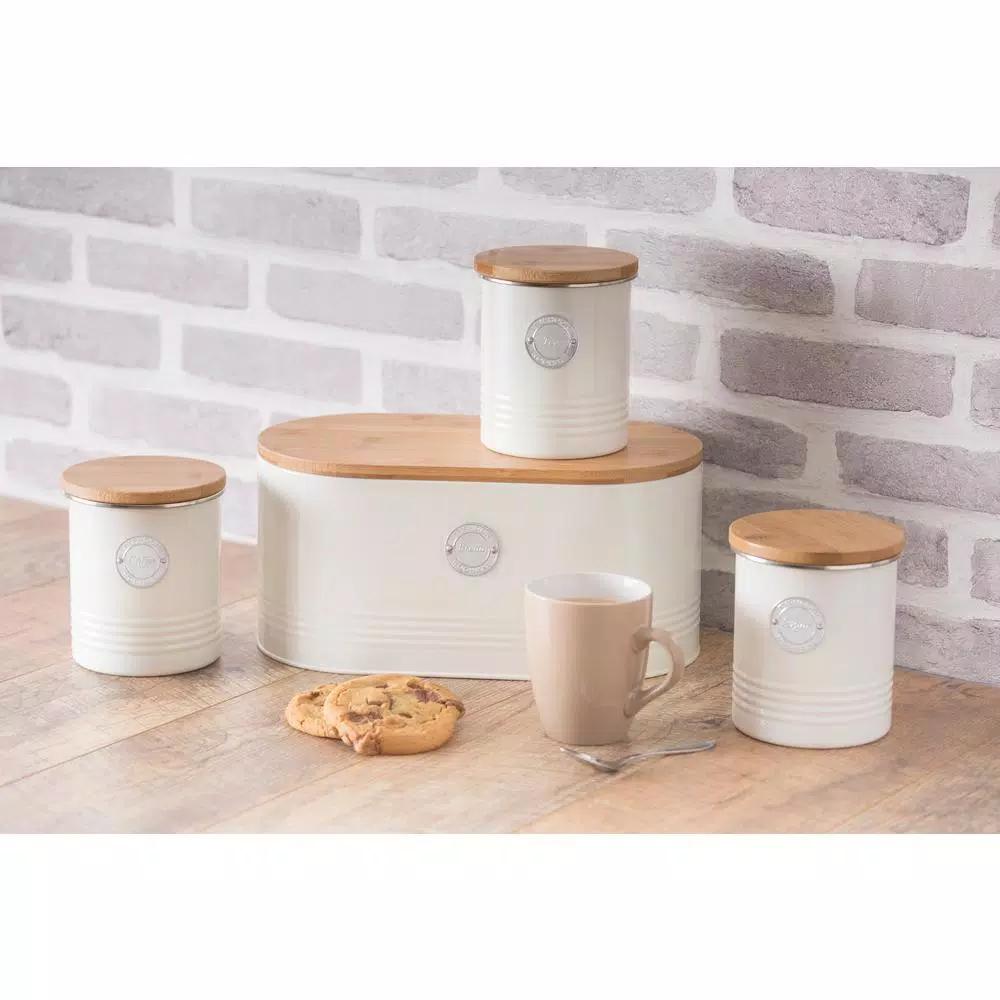 Mason Cash Typhoon Retro Cream Enamel Coated Steel Cookie Canister