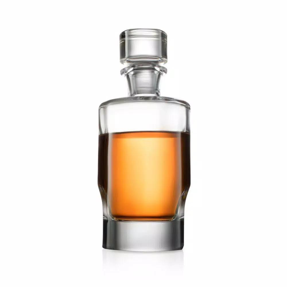 JoyJolt Carina Crystal Whiskey Decanter - 25 oz Square Glass Liquor Decanter with Stopper