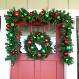 Village Lighting Company 24 in. Red and Green Christmas Cheer Artificial Pine Wreath with Ornaments thumbnail 3