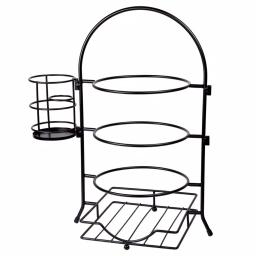 Creative Home 3-Tier Black Iron Buffet Caddy Serving Rack with Napkin and Flatware Holders thumbnail 2