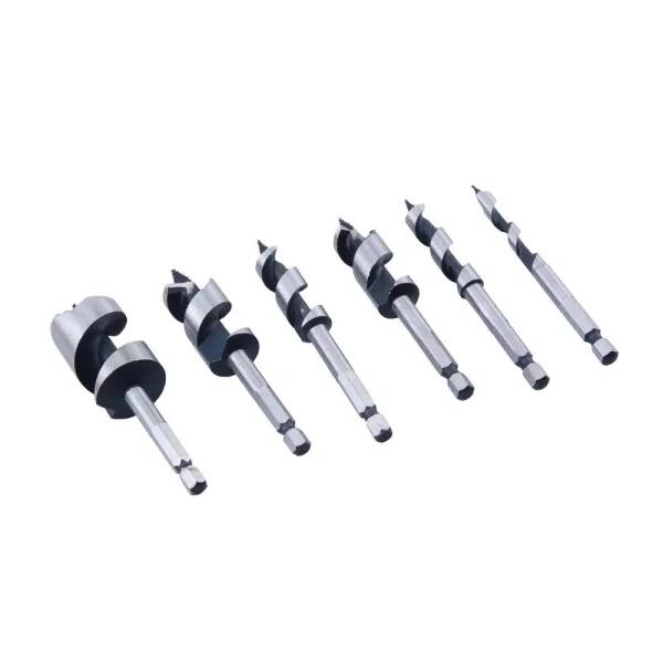 Professional Woodworker 6-Piece Heat Treated Carbon Steel Stubby Auger Bit Set for Hard and Soft Wood