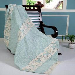 LR Resources Soft Aztec Sky Blue Decorative Throw Blanket - 50 in. x 60 in. Cotton Tufted Throw thumbnail 5