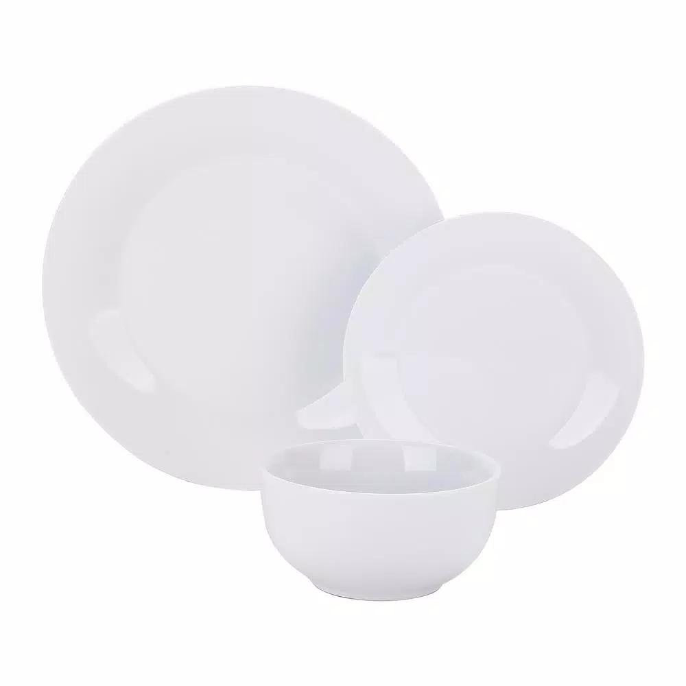 Boyel Living 18-Piece Modern White Porcelain Dinnerware Set, Service for 6
