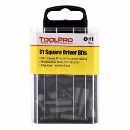 ToolPro #1 Square Drive Bits, 50-Piece Set in Interlocking Storage Box thumbnail 1