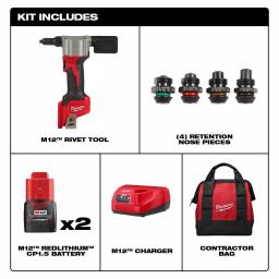 Milwaukee M12 12V Lithium-Ion Cordless Rivet Tool Kit with 3/8 in. Ratchet thumbnail 2