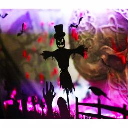 Haunted Hill Farm 71 in. Black Animated Skull Lamp Post with Spooky Music thumbnail 10
