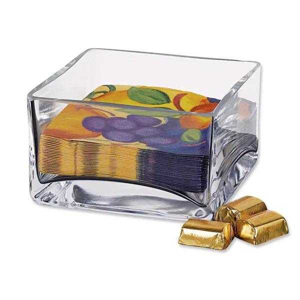Badash Crystal Sahara 5.5 in. Square Crystal Cocktail Napkin Holder and Candy Bowl