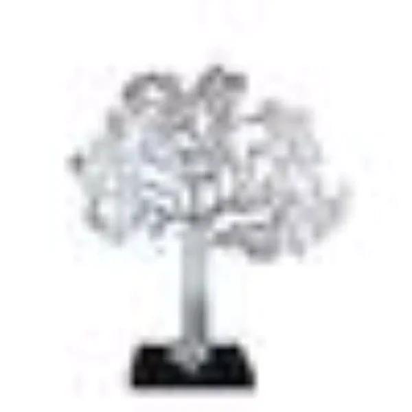 Benjara Modern Silver and Black Aluminum Tree Sculpture Decor with Block Base