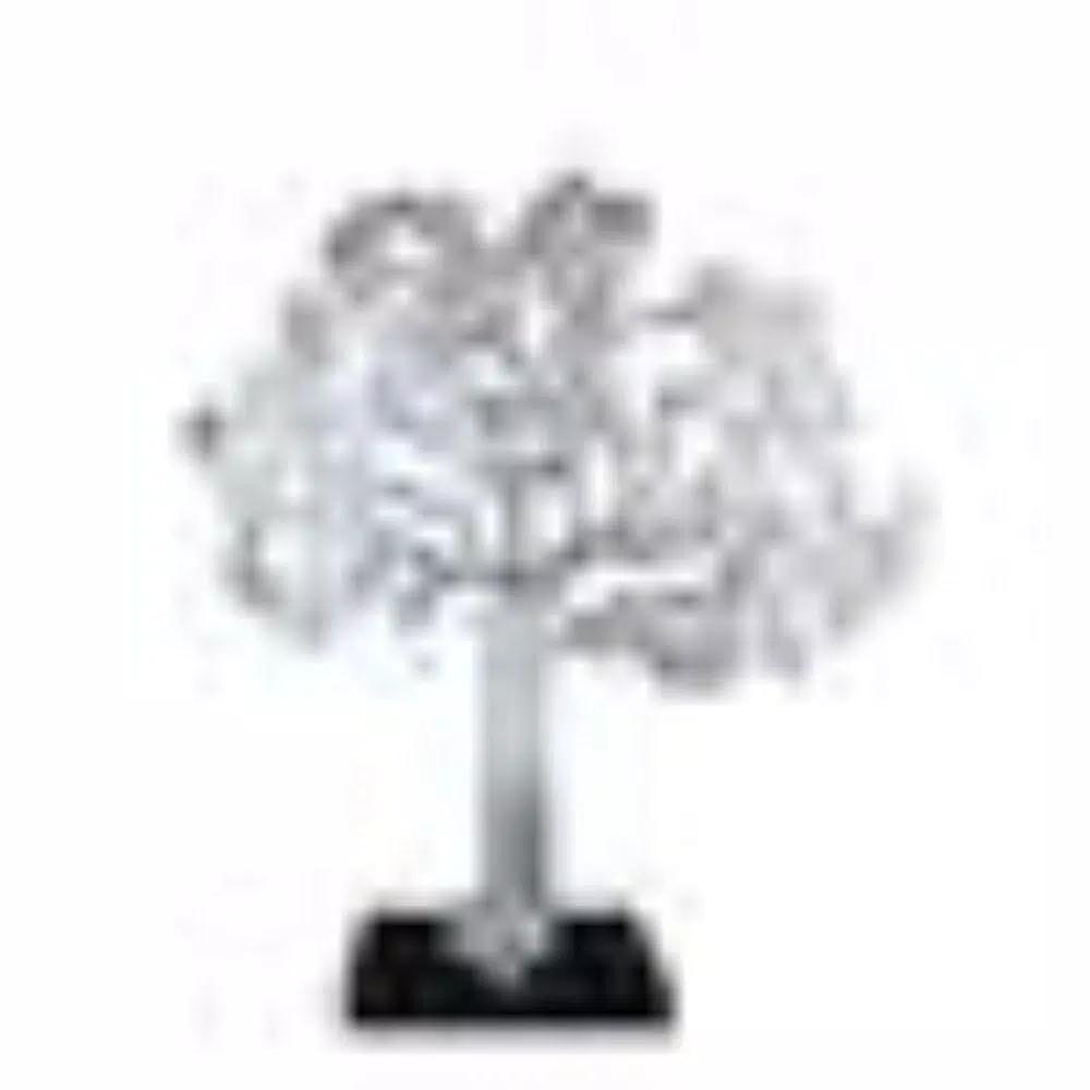 Benjara Modern Silver and Black Aluminum Tree Sculpture Decor with Block Base