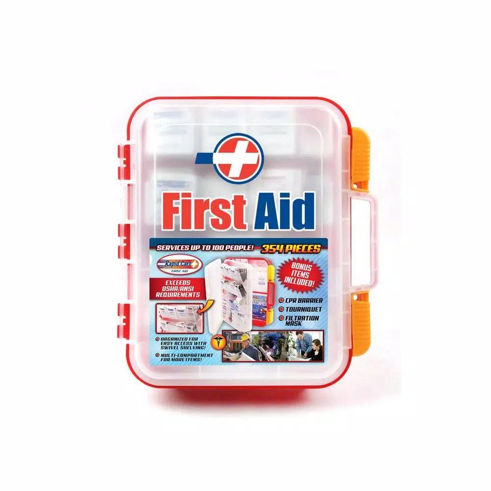 Rapid Care 354-Piece OSHA Compliant Industrial First Aid Kit with Wall Mountable Poly Cabinet