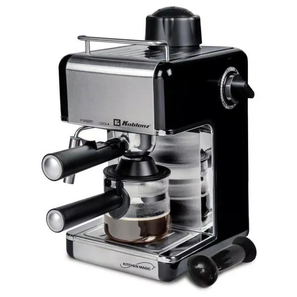Koblenz Kitchen Magic Collection 4-Cup Espresso and Cappuccino Maker, Black/Silver