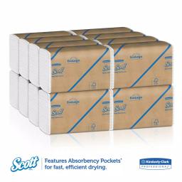 Scott Essential 100% Recycled Multi-Fold White Paper Towels, 250 Sheets per Pack, 16 Packs per Carton thumbnail 4