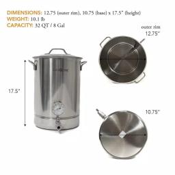 Gas One 32 Qt. Stainless Steel Brew Kettle Complete 6-Piece Set with Tri-Ply Aluminum Bottom thumbnail 3