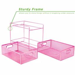 MIND READER 2-Tier Metal Mesh Utensil Caddy & Organizer, Pink thumbnail 6