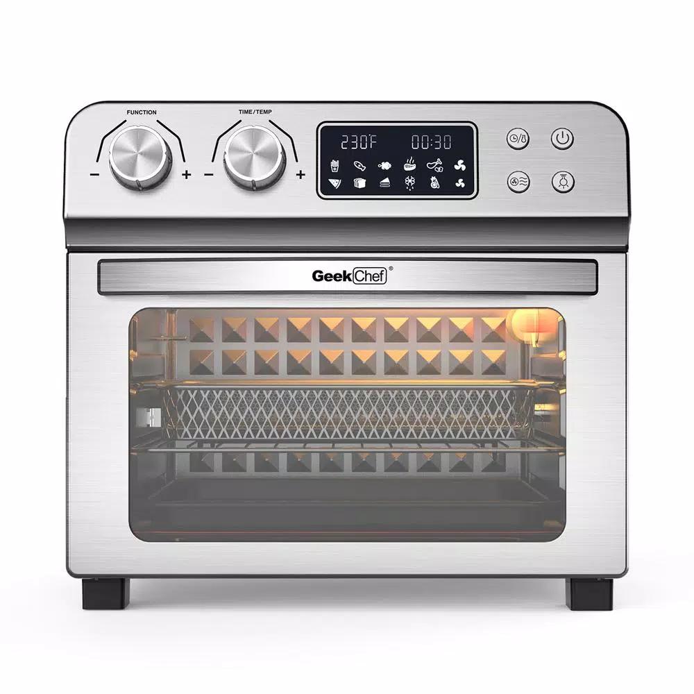 Boyel Living GeekChef 24 Qt. Silver Stainless Steel Digital Convection Air Fryer Toaster Oven with 10-in-1 Functions