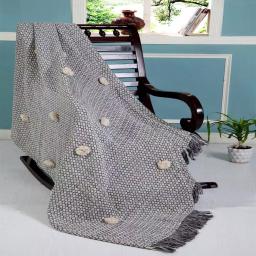 LR Resources Grayscale Buds Black Melange Cotton Decorative Throw Blanket with Tassels thumbnail 3