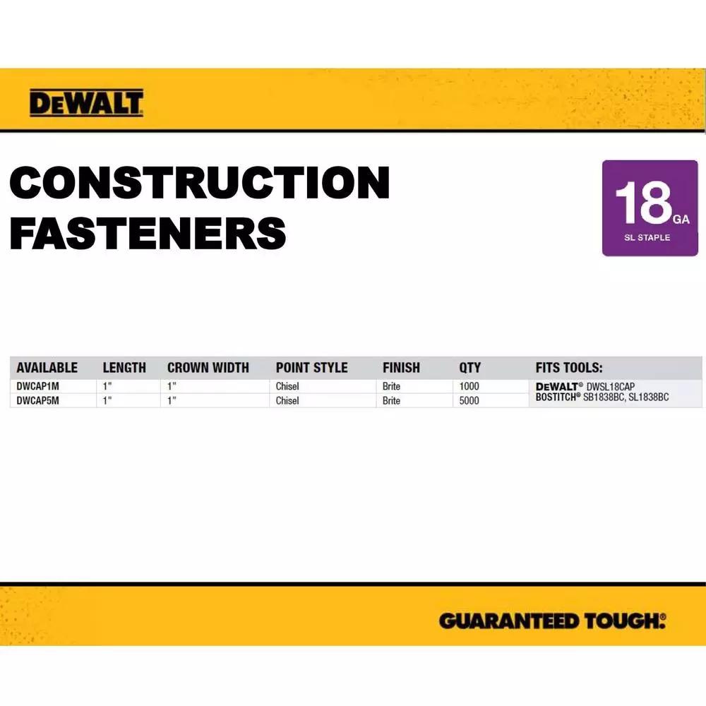 DEWALT 18-Gauge 5/16 in. Crown Staples with Plastic Caps, 1 in. Leg (1,000-Pack)