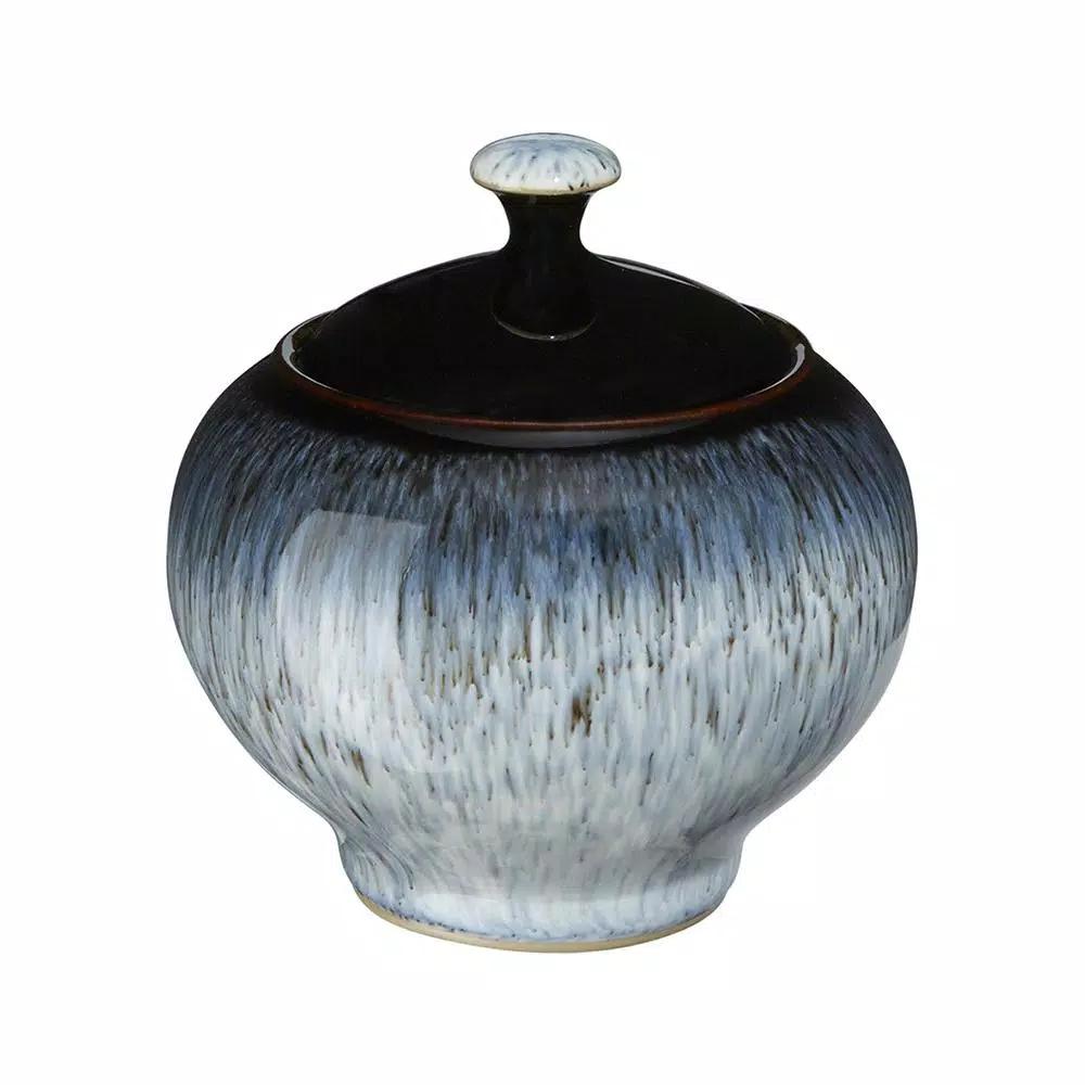 Denby Halo Covered Sugar Bowl - Handcrafted Blue Clay Stoneware