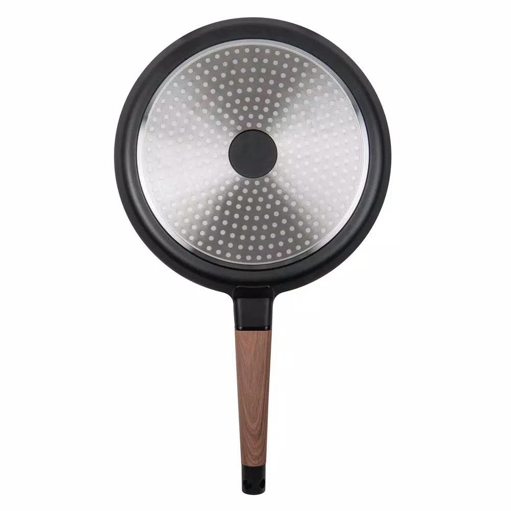 MasterPan 11 in. Non-Stick Cast Aluminum Crepe Pan with Detachable Handle, Induction Compatible, Black