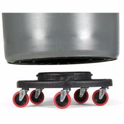 Rubbermaid Commercial Products Rubbermaid Brute Quiet Trash Can Dolly with Non-Marking Red Casters thumbnail 2