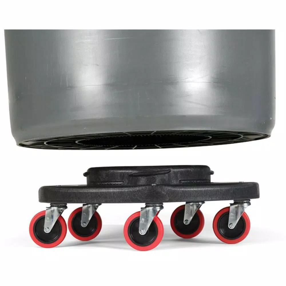 Rubbermaid Commercial Products Rubbermaid Brute Quiet Trash Can Dolly with Non-Marking Red Casters