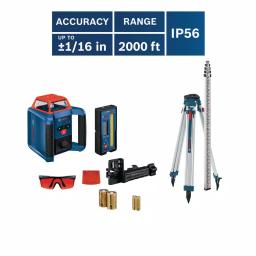 Bosch REVOLVE2000 Self-Leveling Horizontal Rotary Laser Kit with Receiver and Tripod thumbnail 4