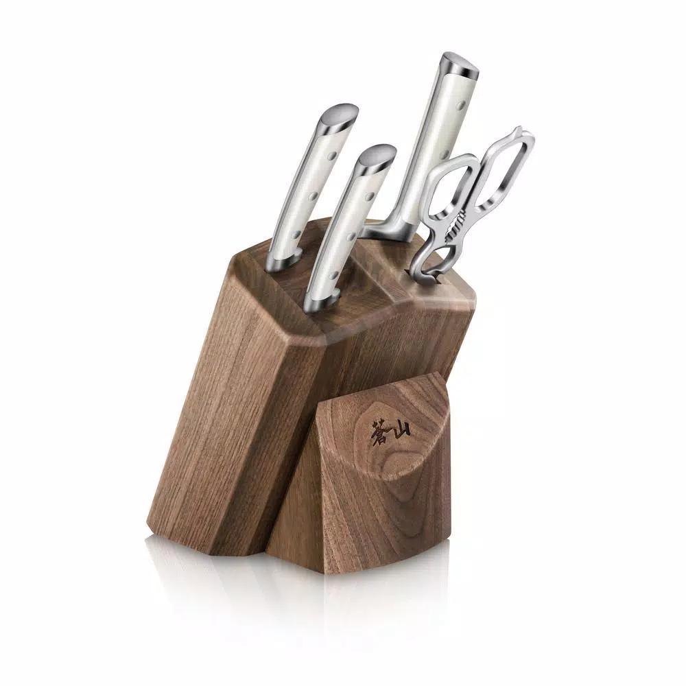 Cangshan S1 Series German Steel Forged 5-Piece Knife Block Set with Walnut Block
