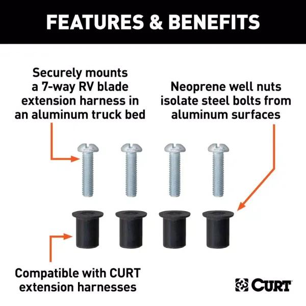 CURT Wiring Harness Extension Isolator Kit for Aluminum Truck Beds