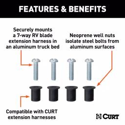 CURT Wiring Harness Extension Isolator Kit for Aluminum Truck Beds thumbnail 1