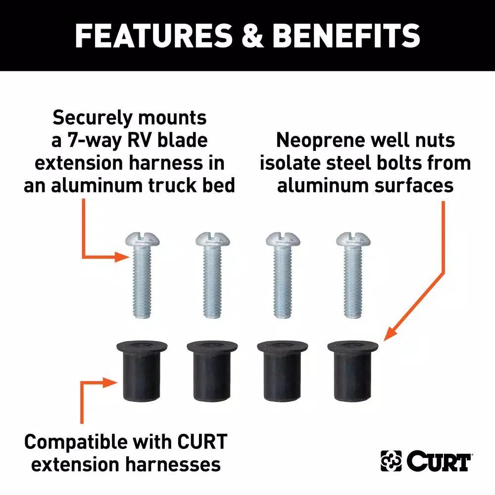 CURT Wiring Harness Extension Isolator Kit for Aluminum Truck Beds
