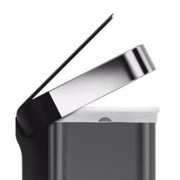 simplehuman 58L Black Stainless Steel Dual Compartment Rectangular Step-On Recycling Trash Can thumbnail 4