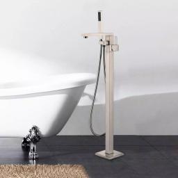 Vanity Art 34 in. Freestanding Single Handle Claw Foot Tub Faucet with Hand Shower, Brushed Nickel thumbnail 3