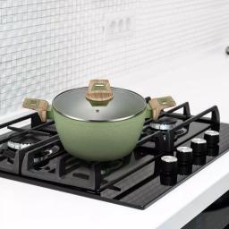 AMERCOOK Olive Stone 3 qt. Round Nonstick Casserole Dish with Glass Lid, Avocado Green thumbnail 2