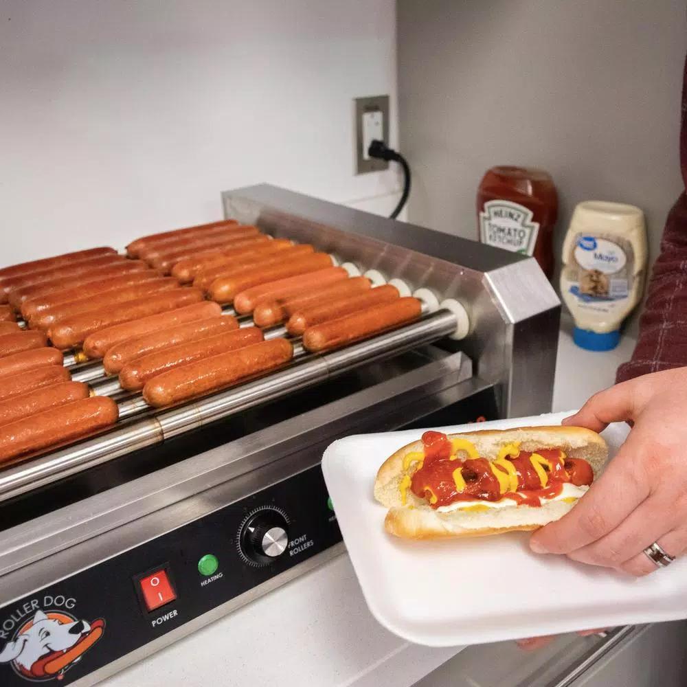 Funtime 306 sq. in. Stainless Steel Hot Dog Roller Grill, Commercial Grade Countertop Specialty Grill