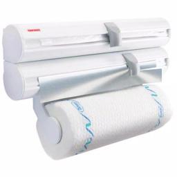 HOUSEHOLD ESSENTIALS Leifheit Wall Mount White Paper Towel Holder and Dual Foil/Plastic Wrap Dispenser thumbnail 1
