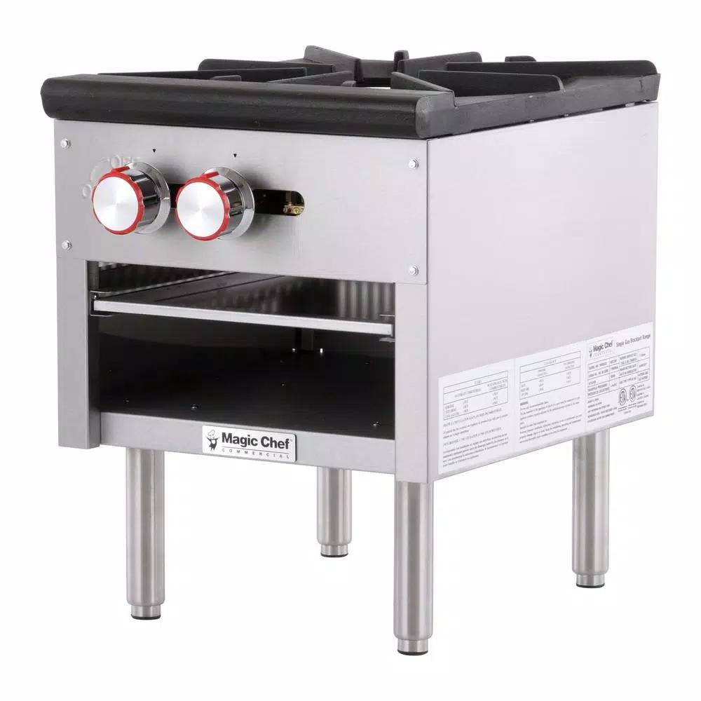Magic Chef Commercial Single Burner Natural Gas Stock Pot Range, 80,000 BTU, Stainless Steel
