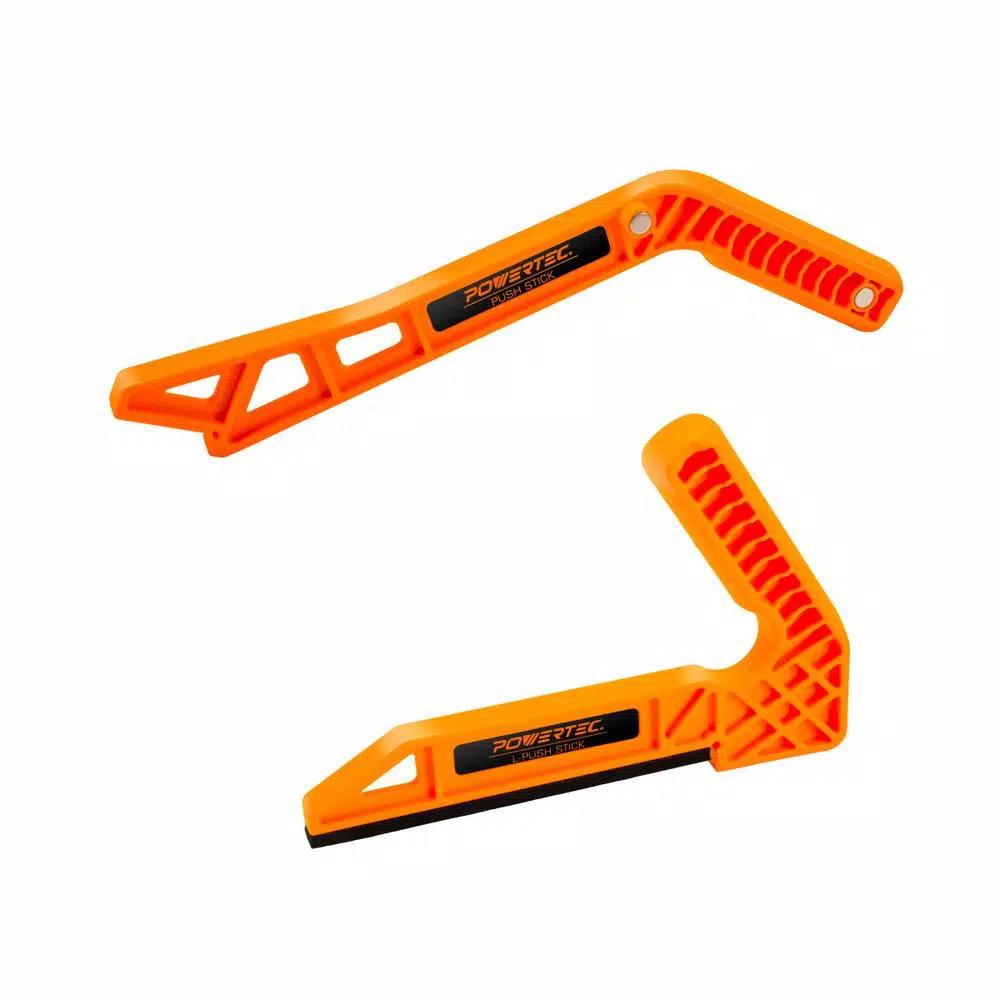 POWERTEC Deluxe Push Stick Set (2-Pack) - L-Shaped and Magnetic Woodworking Safety Tools