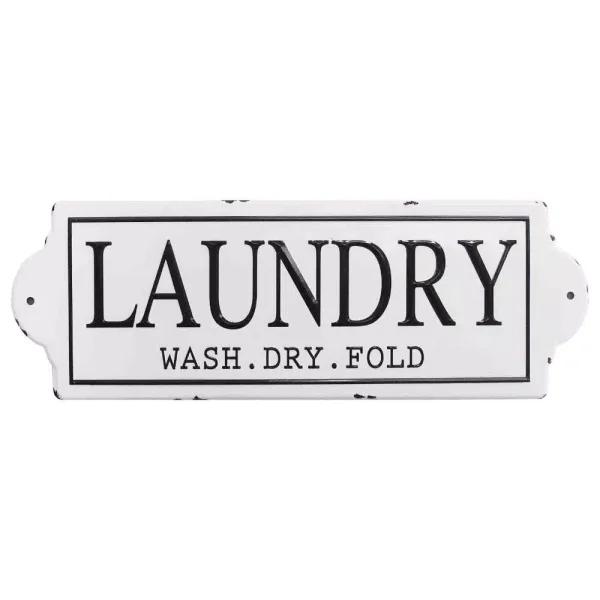 HomeRoots Wash Dry Fold Metal Laundry Room Wall Décor - Farmhouse Style Sign