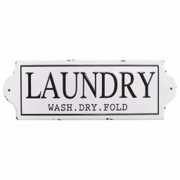HomeRoots Wash Dry Fold Metal Laundry Room Wall Décor - Farmhouse Style Sign thumbnail 1
