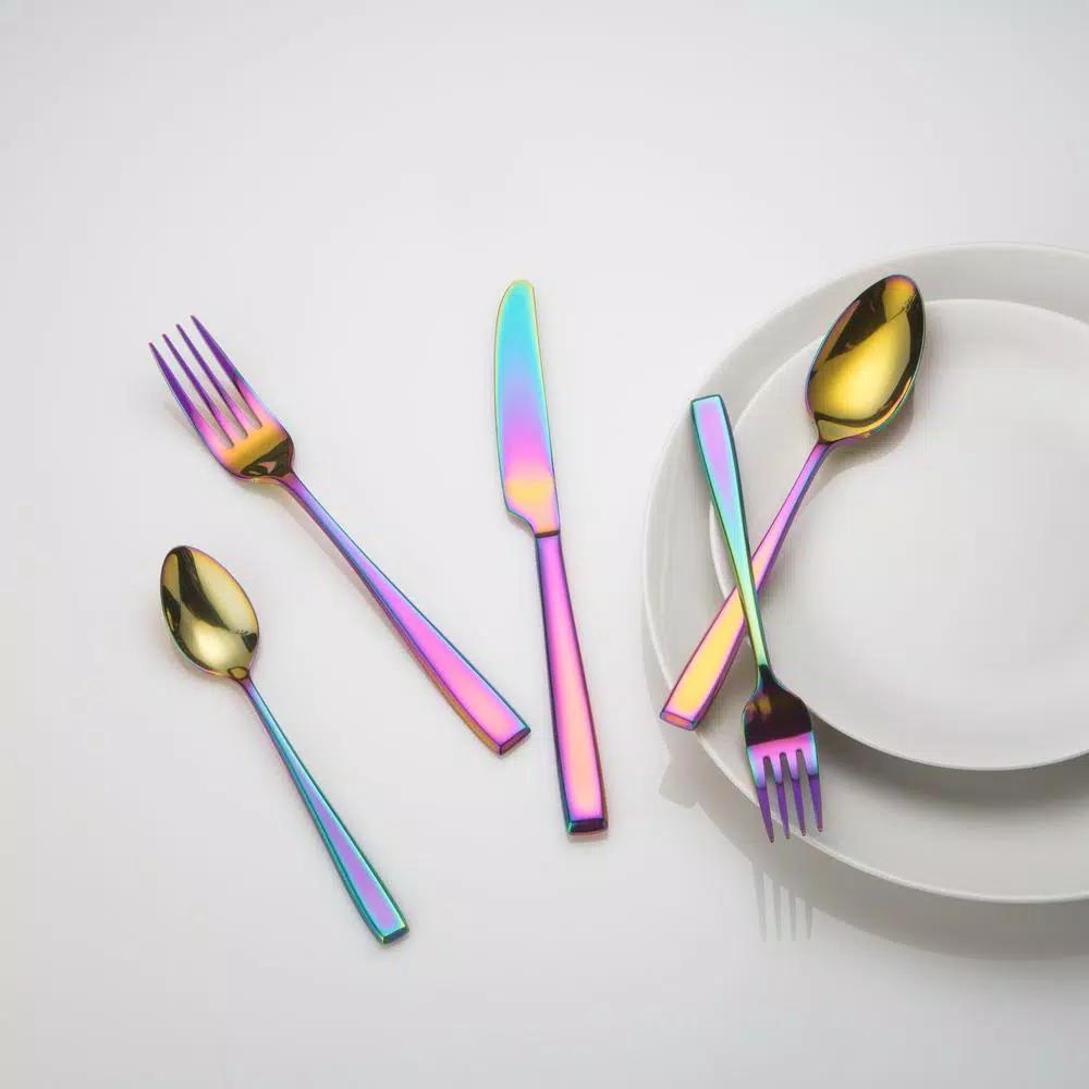 Cambridge Silversmiths Logan 20-Piece Rainbow Mirror Flatware Set, Service for 4