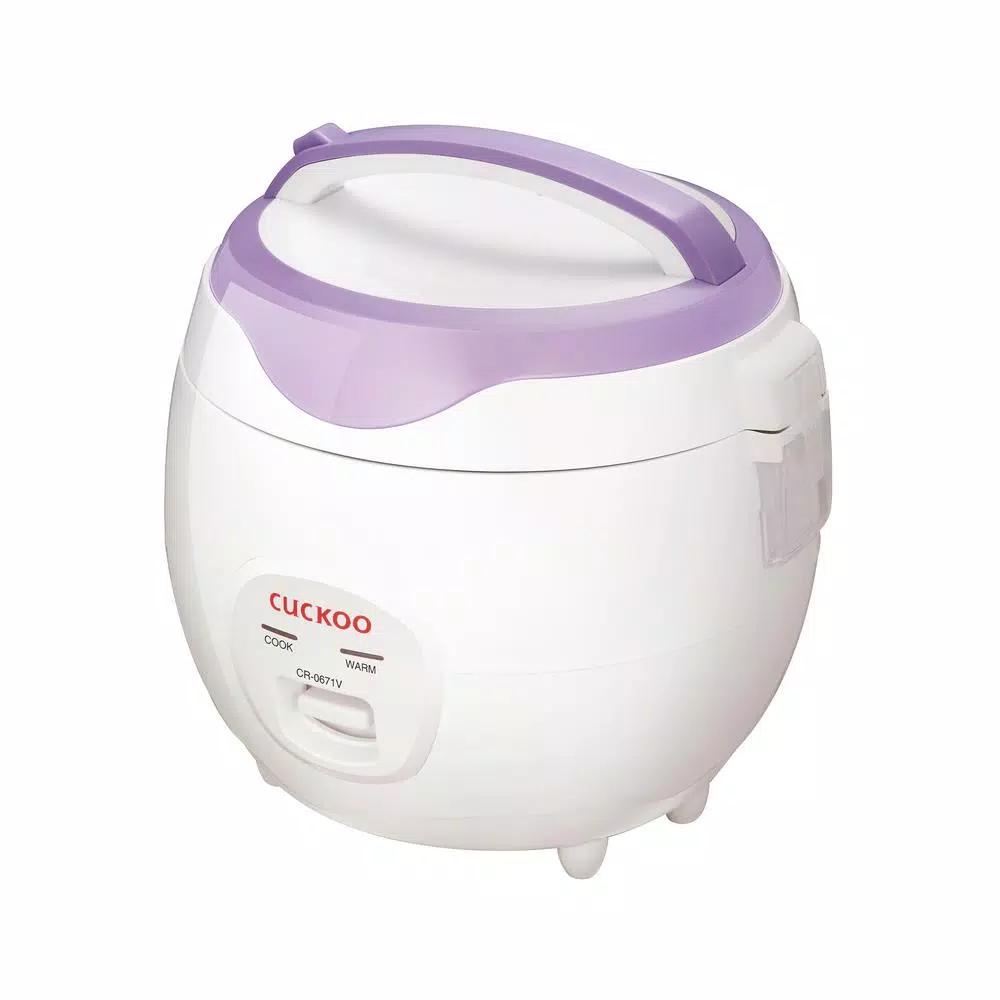 Cuckoo 6-Cup Electric Rice Cooker and Warmer, 3.2 Qt. Multi-Cooker with 3D Heating Technology, White/Purple