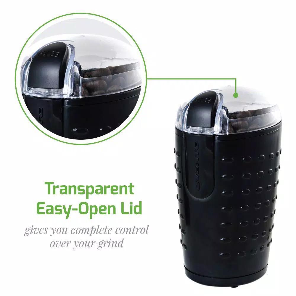 Ovente 150W Electric Coffee Grinder, Stainless Steel Blades, 2.5 oz Capacity, Black