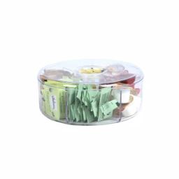 Mind Reader Clear Acrylic 6-Compartment Tea Bag Organizer with Lid, Round Pantry Storage Container thumbnail 4