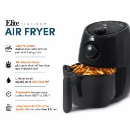 Maximatic Elite Platinum 2.1 Qt Black Air Fryer with Adjustable Timer and Temperature Control thumbnail 6