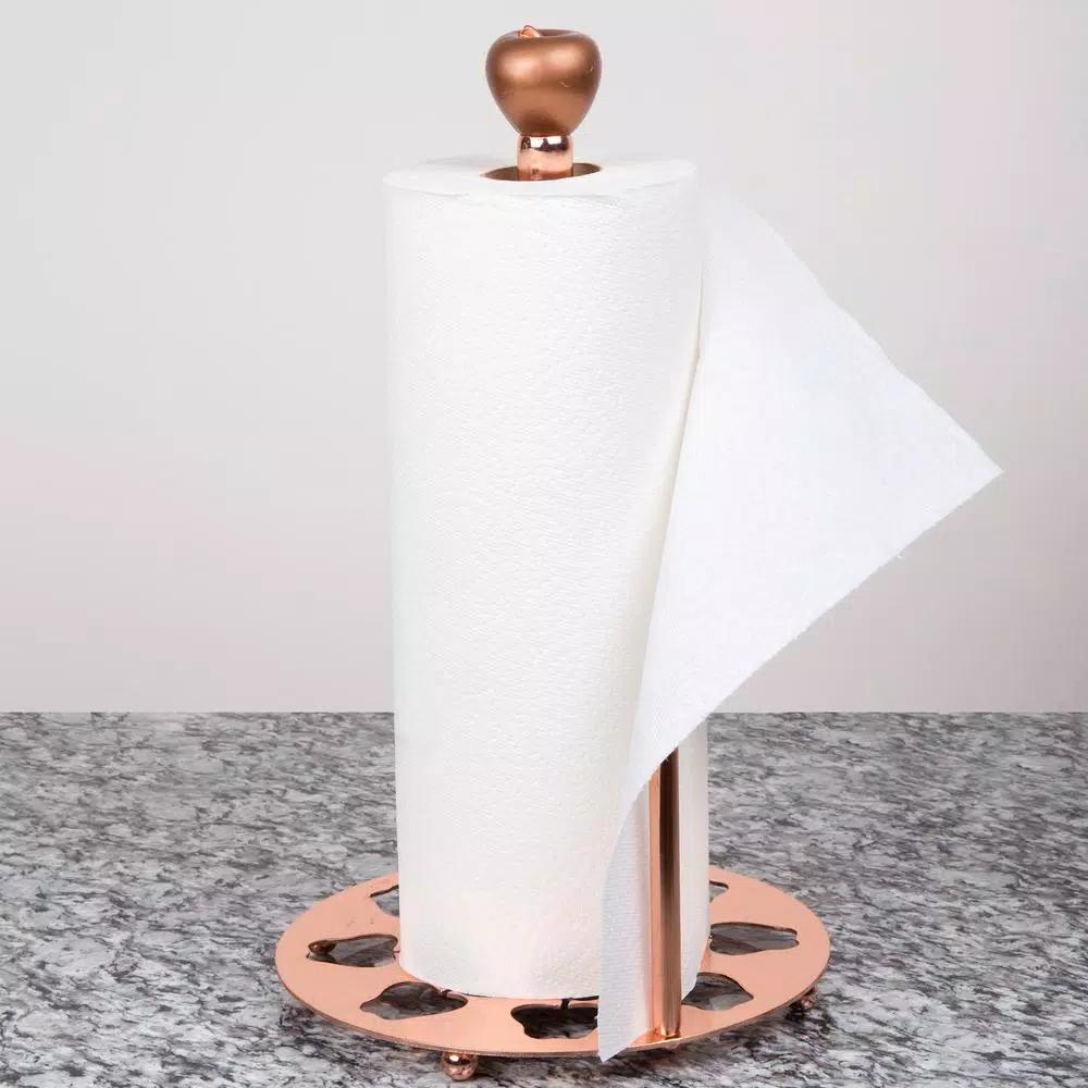 Creative Home Metal Paper Towel Holder with Elegant Copper Finish and Apple Motif Design