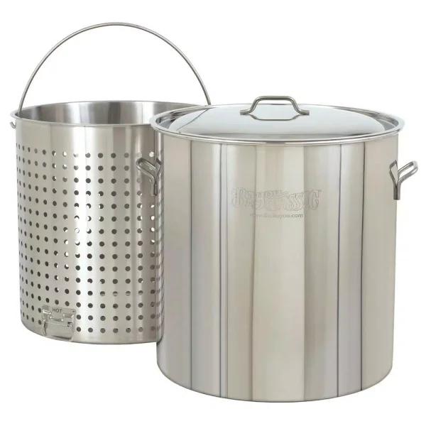 Bayou Classic 162-qt Stainless Steel Stock Pot with Lid and Perforated Basket