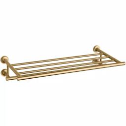 KOHLER Purist 4-Bar Towel Rack with 2-Tier Shelf, Vibrant Moderne Brushed Gold thumbnail 1
