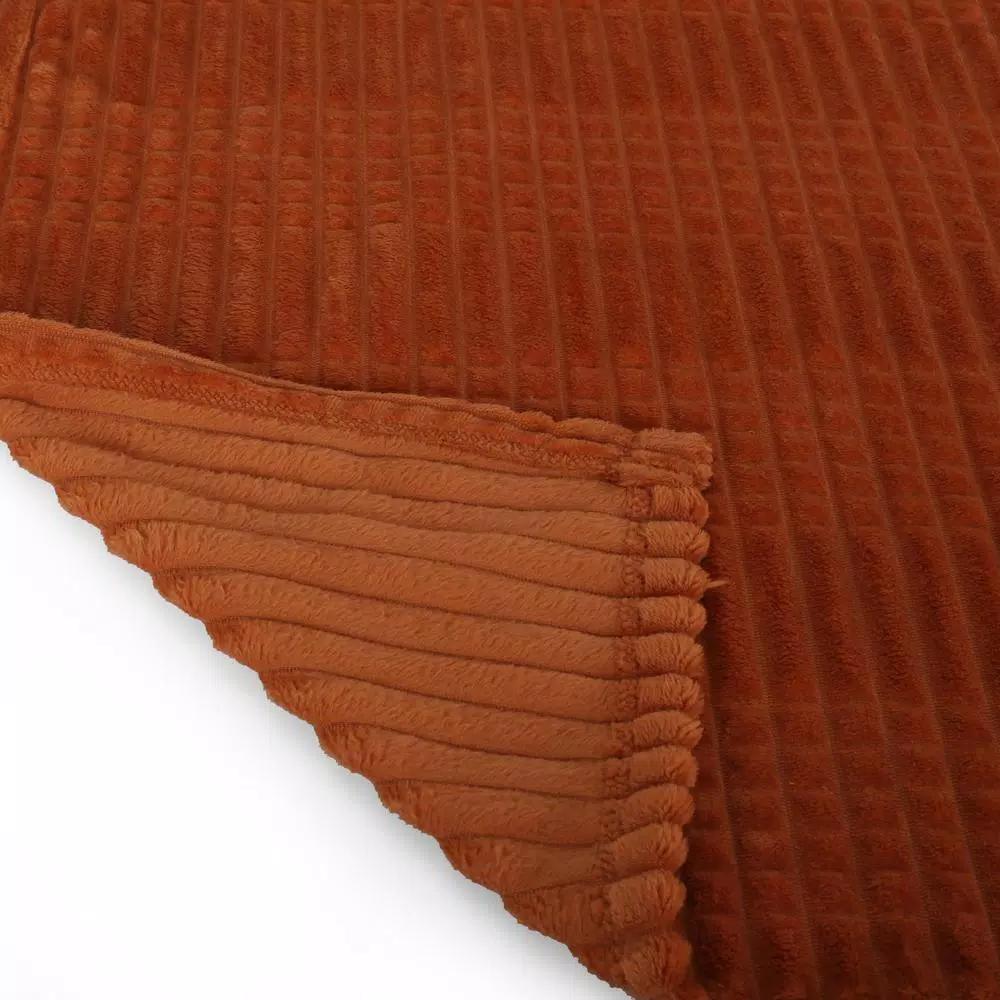 Noble House Cascara Orange Corduroy Plush Throw Blanket - Modern Textured Decor