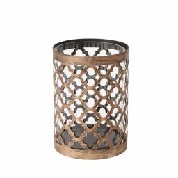 Hampton Bay 7.6 in. Gold Metal and Glass Outdoor Patio Candle Lantern thumbnail 1
