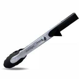 Chefright 9 in. Brushed Stainless Steel Magnetic Locking Tongs with Soft Rubber Grips (Set of 3) thumbnail 1